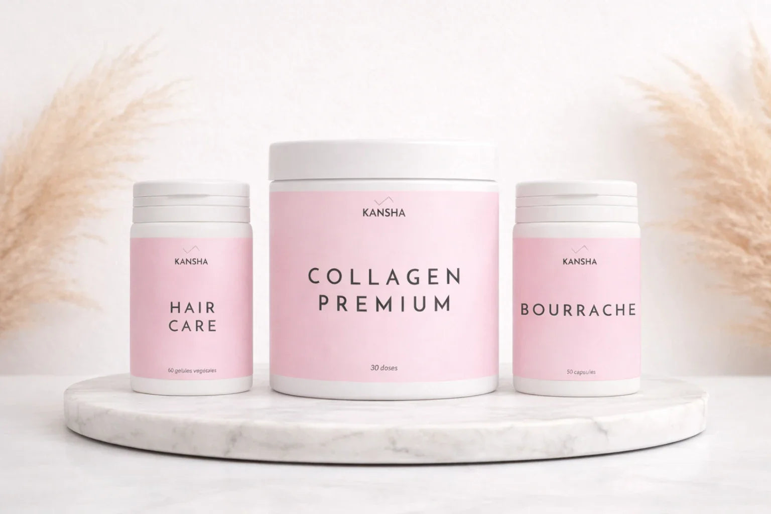 compléments alimentaires de la gamme BEAUTY de KANSHA, pour prendre soin de la beauté, des cheveux et de la peau