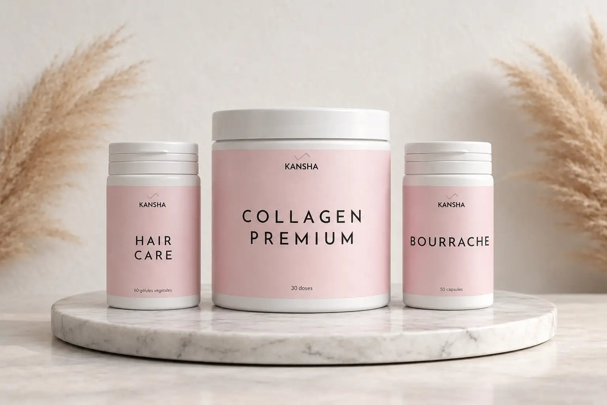 compléments alimentaires KANSHA de la gamme BEAUTY pour la beauté de la peau et des cheveux