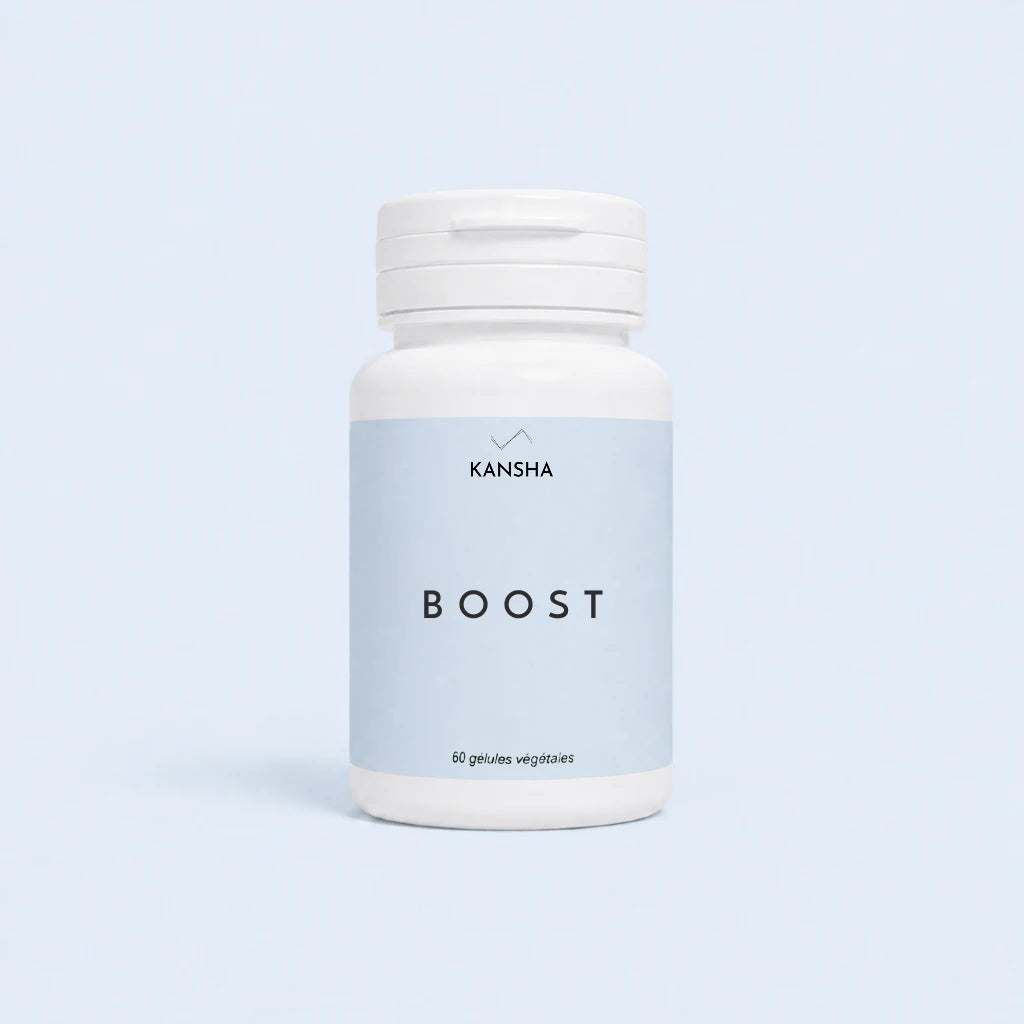 Complément alimentaire KANSHA BOOST – formule brevetée Sinetrol Xpur associant guarana, pamplemousse et orange sanguine pour la combustion des graisses et la vitalité