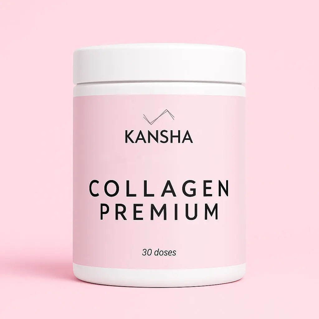 Complément alimentaire KANSHA COLLAGEN PREMIUM – collagène marin Peptan®, vitamine C et cacao maigre pour la beauté, la fermeté et l’éclat de la peau