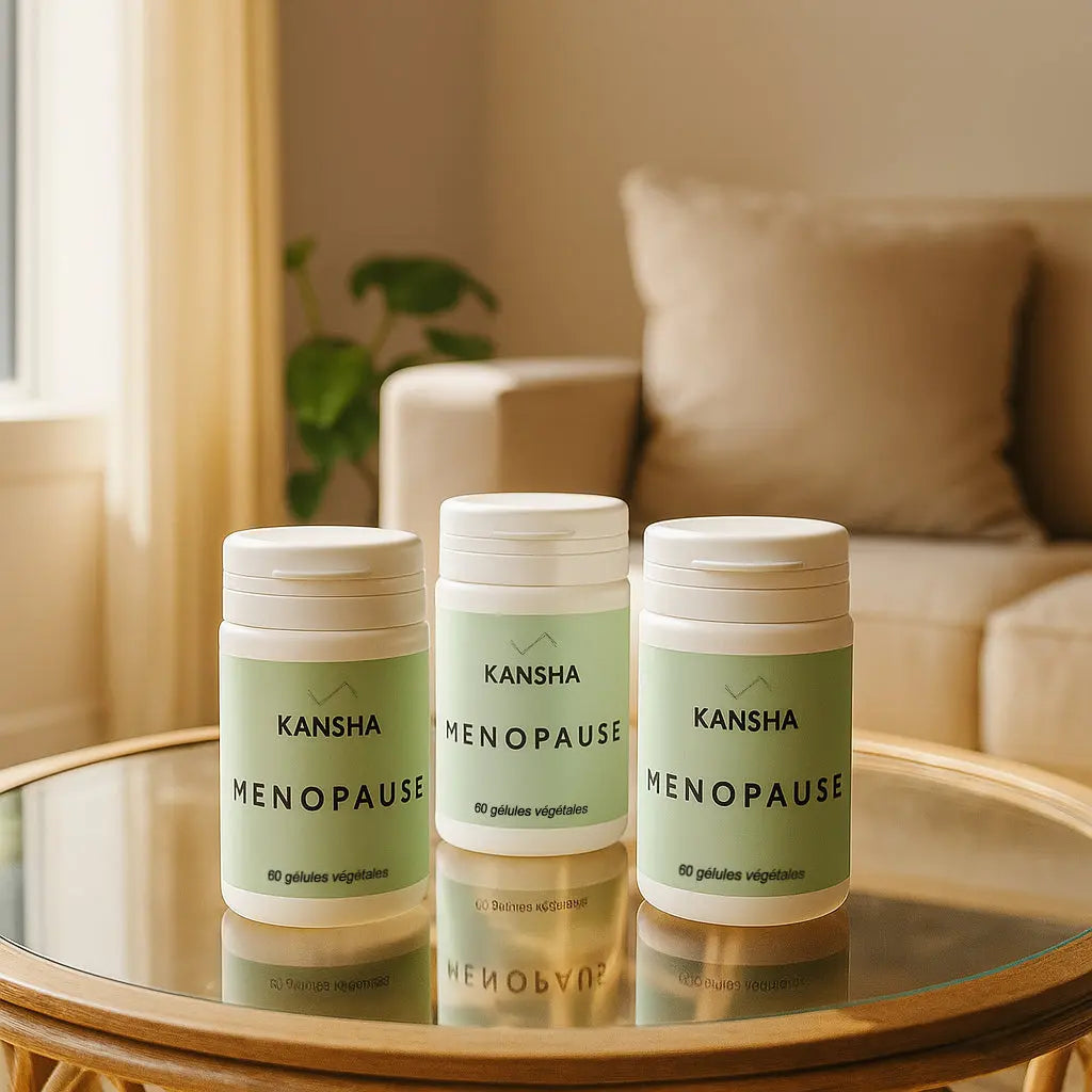 Complément alimentaire KANSHA MENOPAUSE – cure complète à base de pollen, sauge, eschscholtzia et vitamine B6 pour le confort et l’équilibre hormonal féminin
