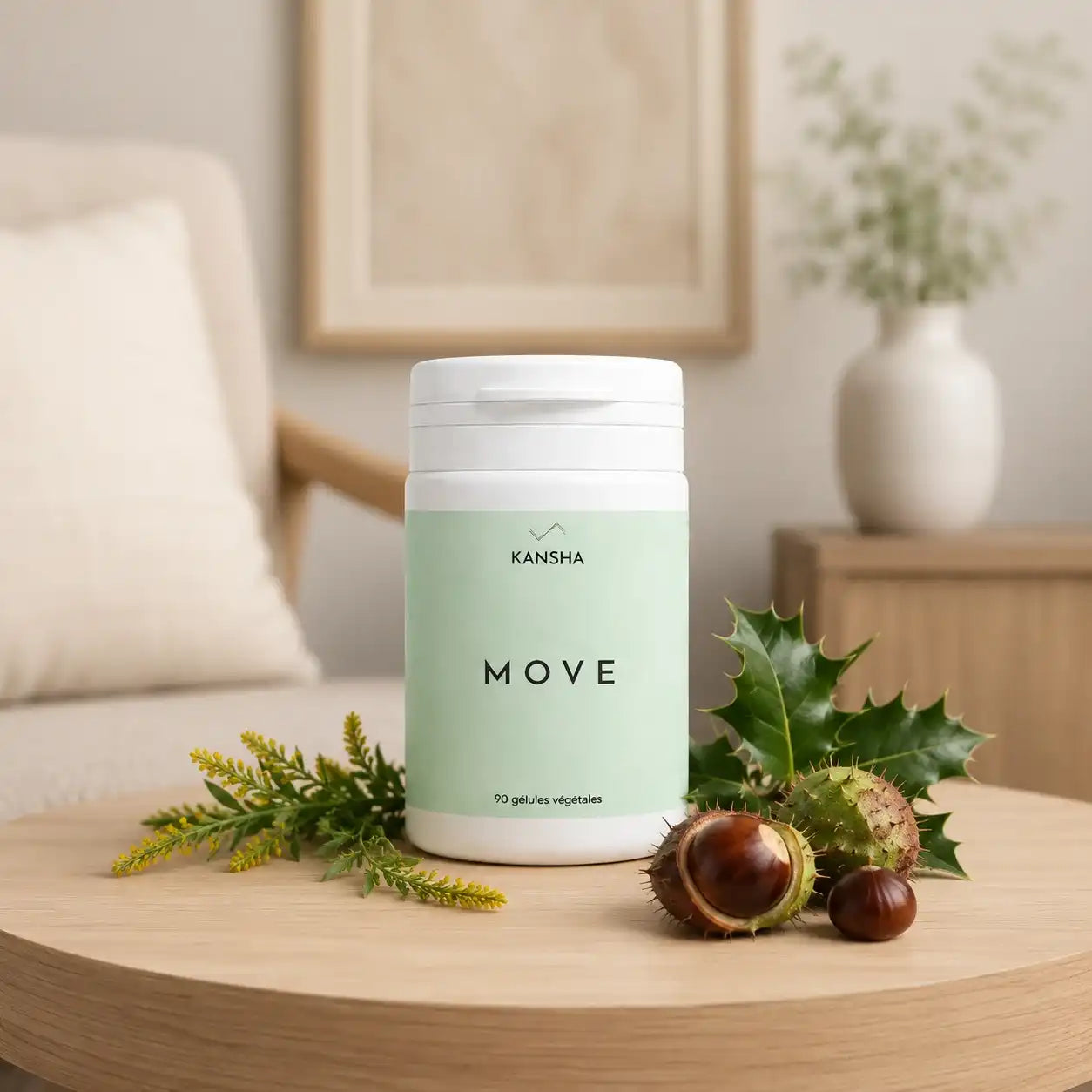 Complément alimentaire KANSHA MOVE – marron d’Inde, petit houx et mélilot pour soutenir la circulation sanguine et le confort des jambes