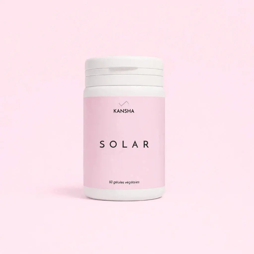 complément alimentaire SOLAR de KANSHA pour préparer la peau au soleil et maintenir le bronzage