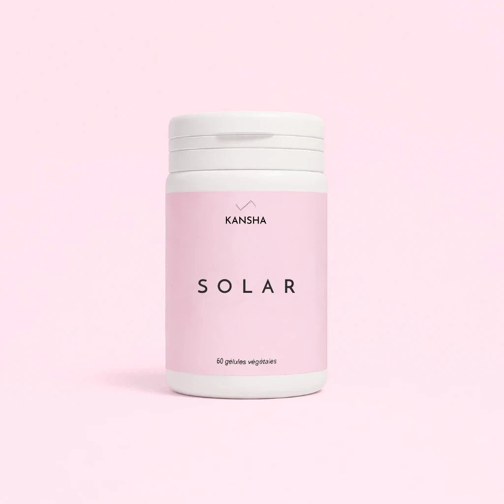 complément alimentaire SOLAR de KANSHA pour préparer la peau au soleil et maintenir le bronzage