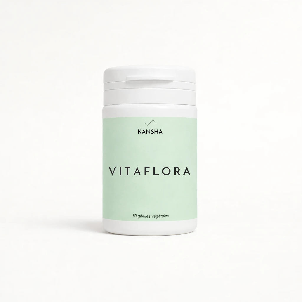 Complément alimentaire KANSHA VITAFLORA – probiotiques, prébiotique et vitamine B2 pour la flore intestinale, la digestion et le bien-être global