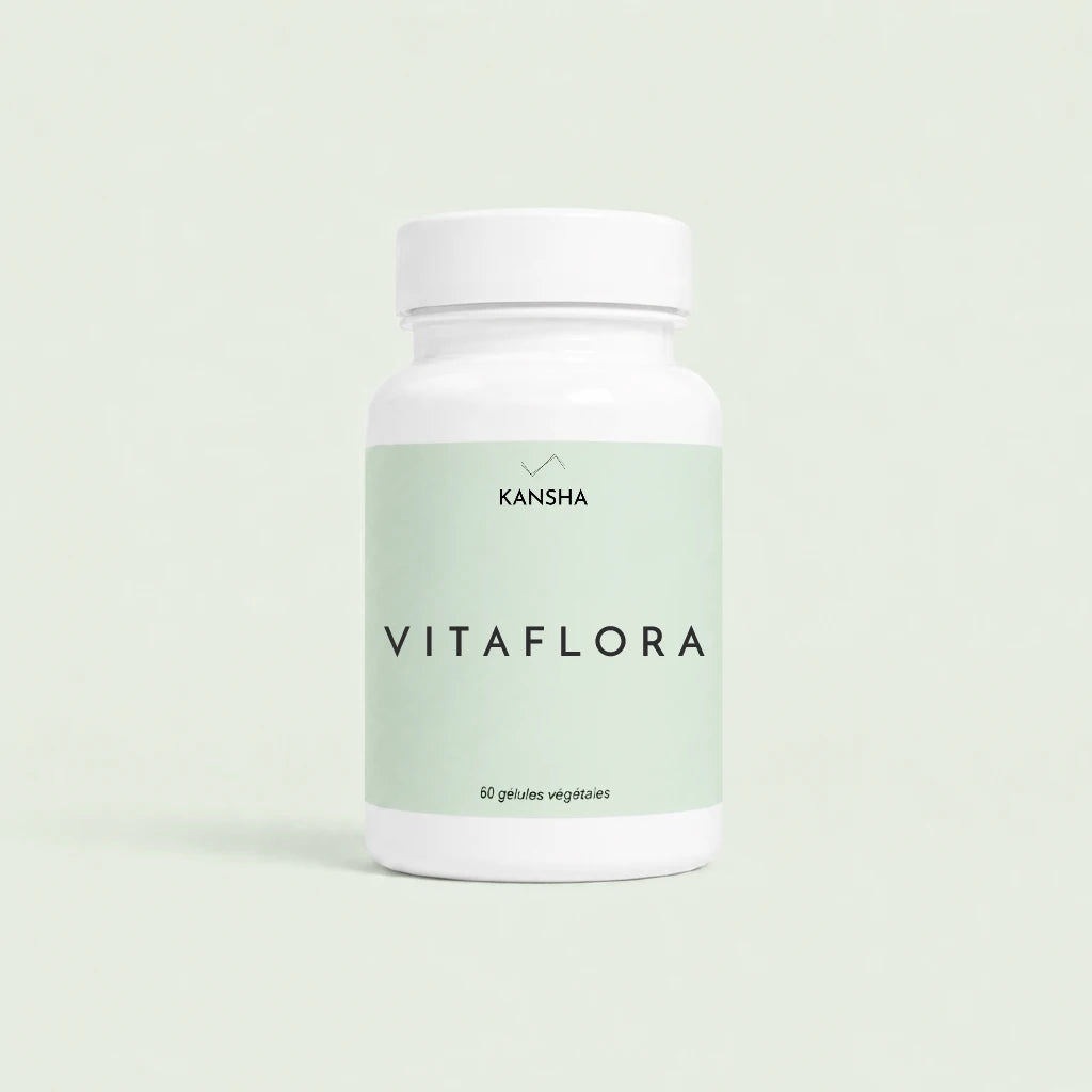 Complément alimentaire KANSHA VITAFLORA – probiotiques, prébiotique et vitamine B2 pour la flore intestinale, la digestion et le bien-être global
