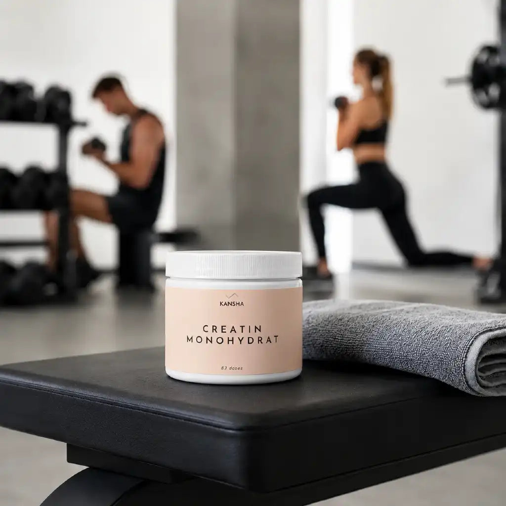 Créatine monohydrate en poudre KANSHA 250 g pour la performance et la récupération musculaire.