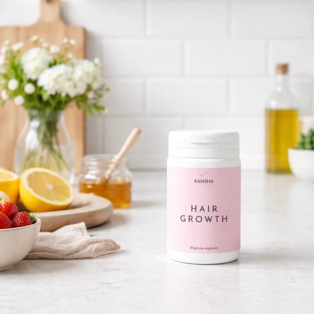 complément HAIR GROWTH de KANSHA pour stimuler le cuir chevelu et la repousse capillaire