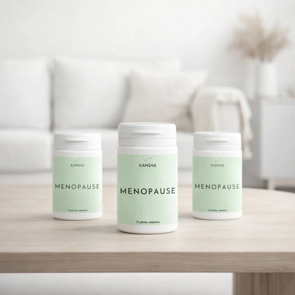 Complément alimentaire KANSHA MENOPAUSE – formule à base de pollen, sauge, eschscholtzia et vitamine B6 pour le confort hormonal et l’équilibre féminin