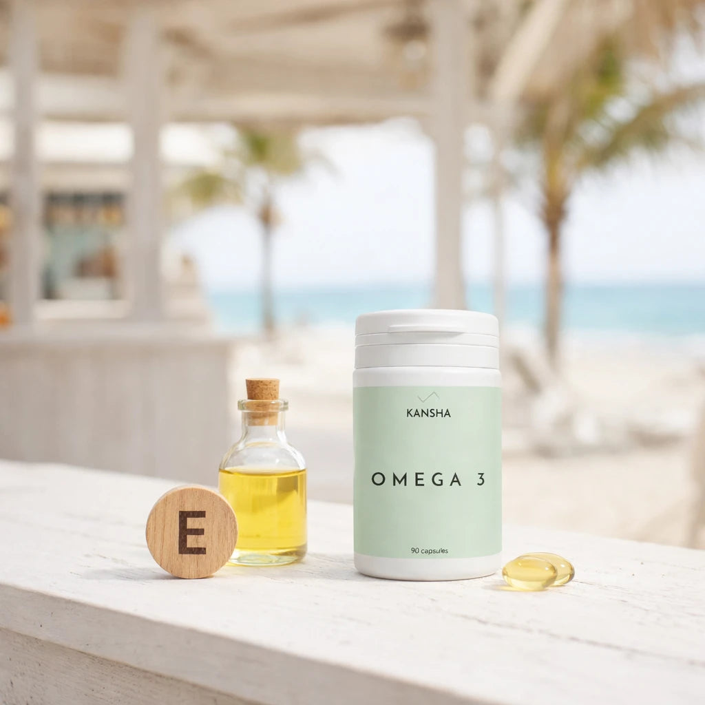 Complément alimentaire KANSHA OMEGA 3 – acides gras essentiels pour la santé du cœur et l’équilibre mental, inspiré du calme de la mer