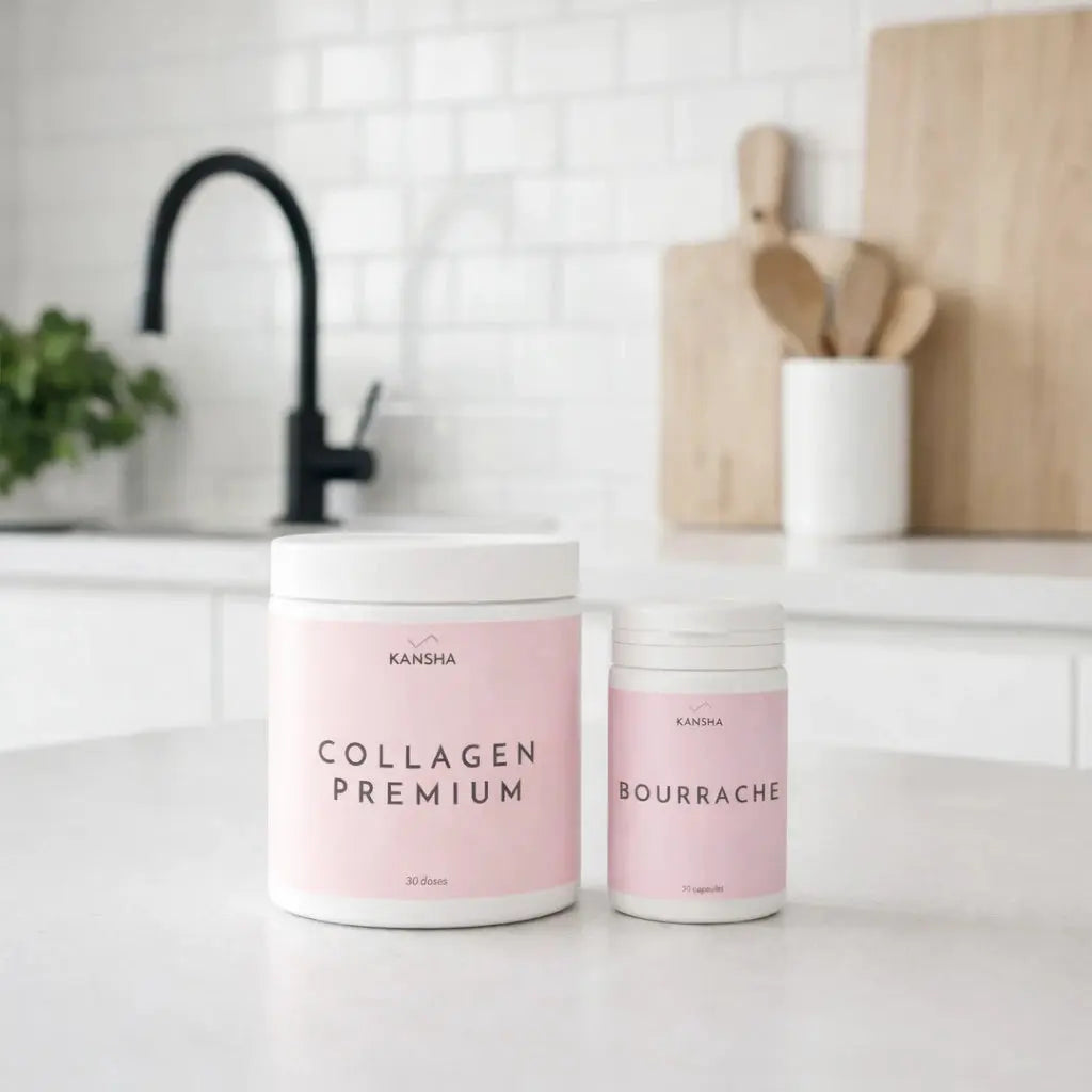 Compléments alimentaires KANSHA COLLAGEN PREMIUM et BOURRACHE – duo beauté pour l’hydratation, la fermeté et l’éclat naturel de la peau