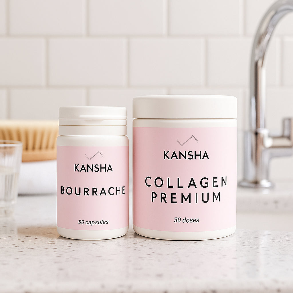 Compléments alimentaires KANSHA COLLAGEN PREMIUM et BOURRACHE – duo beauté pour l’hydratation, la fermeté et l’éclat naturel de la peau