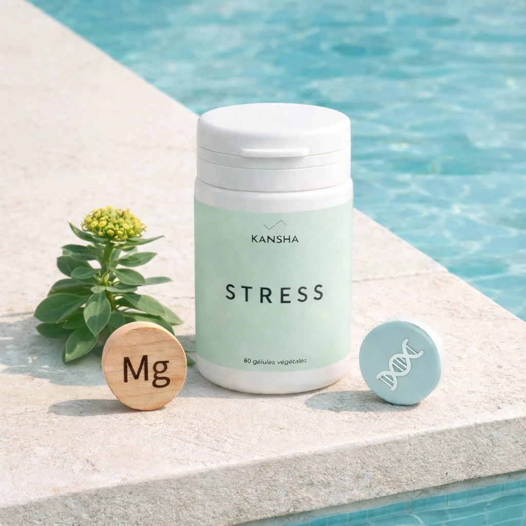 Complément alimentaire KANSHA STRESS – formule à base de tryptophane, rhodiola rosea et magnésium pour détente, sérénité et équilibre émotionnel