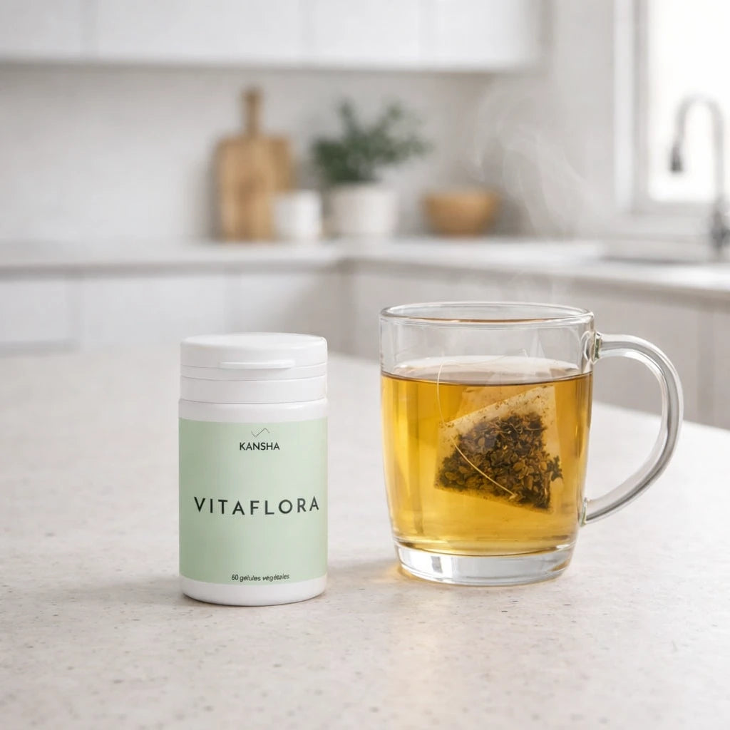 complément VITAFLORA de KANSHA pour le bien-être et la vitalité, qui agit directement sur la flore intestinale