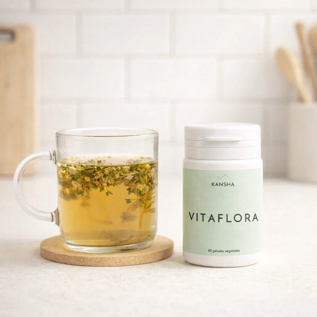 complément VITAFLORA de KANSHA pour le bien-être et la vitalité, qui agit directement sur la flore intestinale
