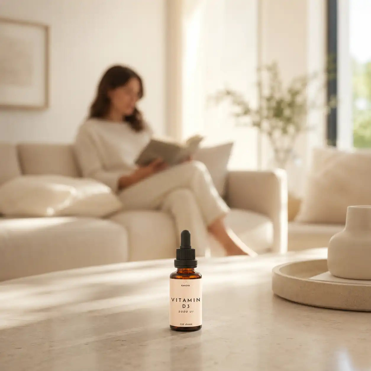 Pflanzliches Vitamin D3 KANSHA 2000 IE aus Flechten, in Tropfenform auf Basis von Bio-MCT-Öl.