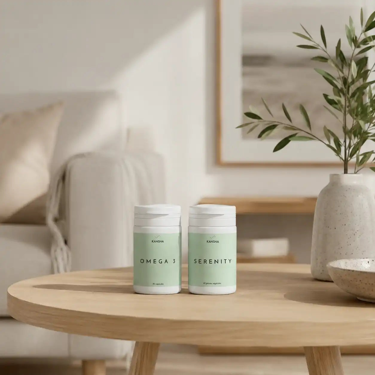 Compléments alimentaires KANSHA OMEGA 3 et SERENITY – alliance naturelle d’oméga-3, magnésium et plantes adaptogènes pour le bien-être mental et la relaxation
