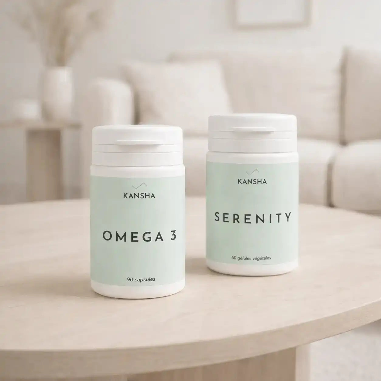 Compléments alimentaires KANSHA OMEGA 3 et SERENITY – alliance naturelle d’oméga-3, magnésium et plantes adaptogènes pour le bien-être mental et la relaxation