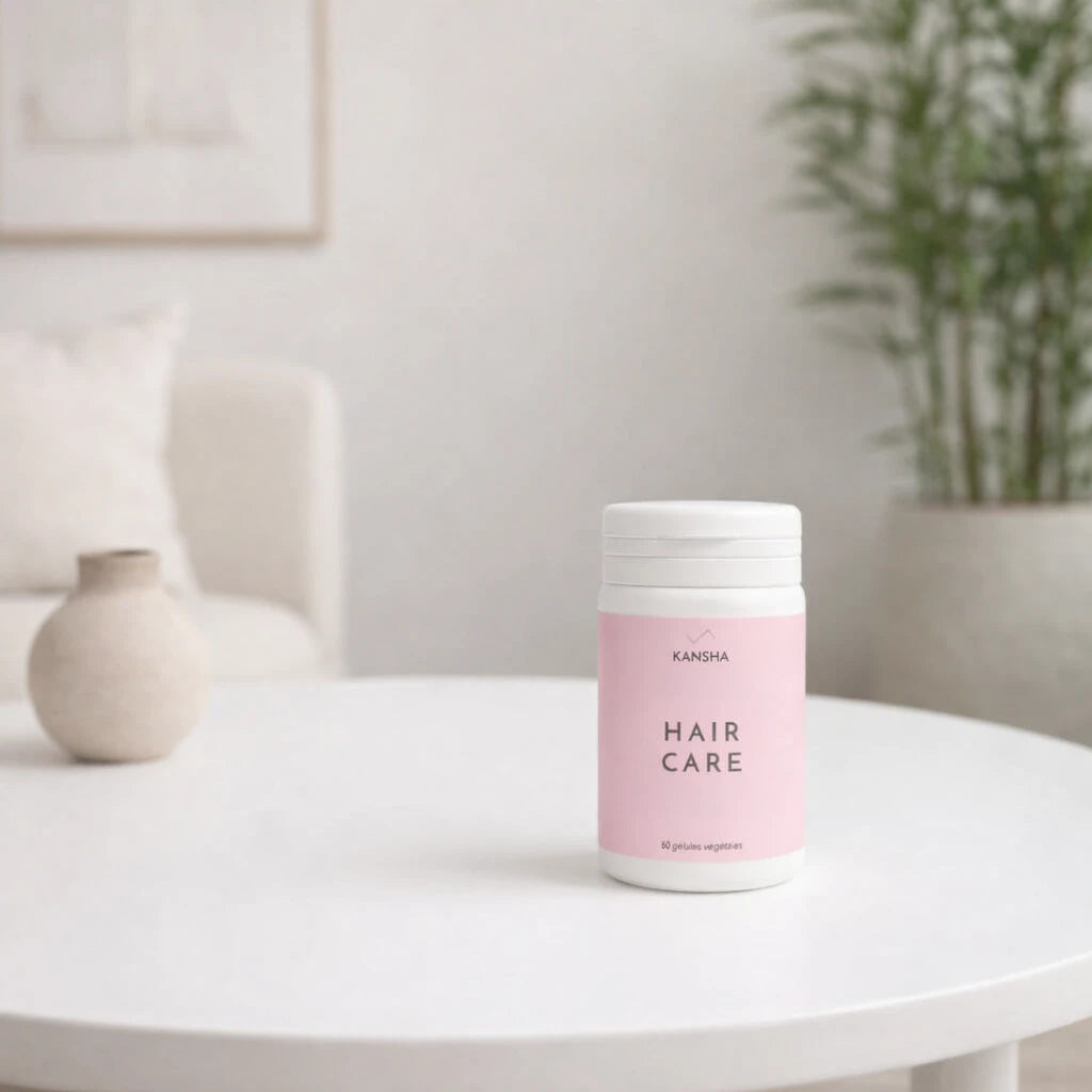 Complément alimentaire KANSHA HAIR CARE – roquette, myrtille, prêle, sélénium, acide folique, biotine, lysine et arginine pour la croissance et la fortification des cheveux