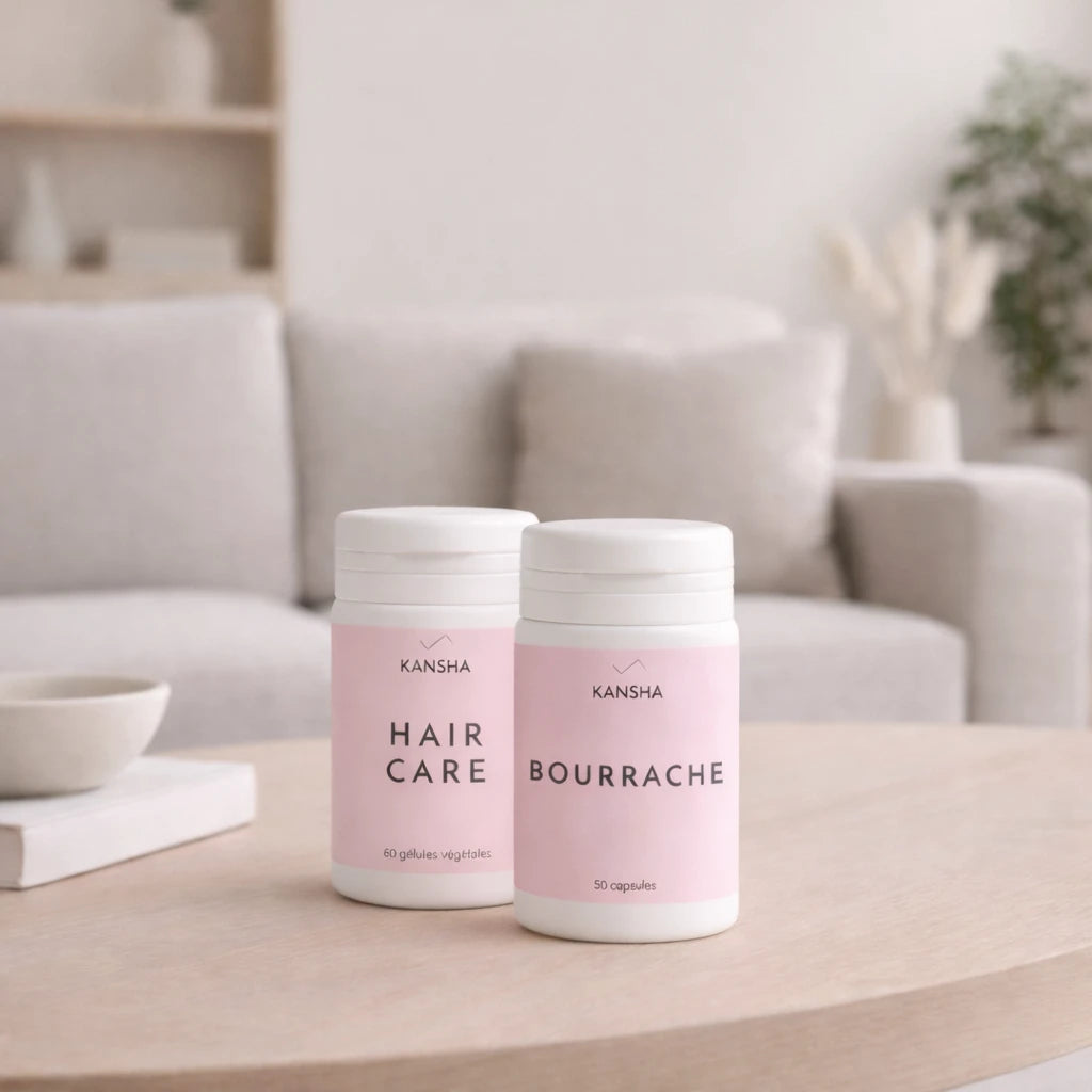 Compléments alimentaires KANSHA HAIR CARE et BOURRACHE – association naturelle pour la beauté, la croissance des cheveux et la santé de la peau