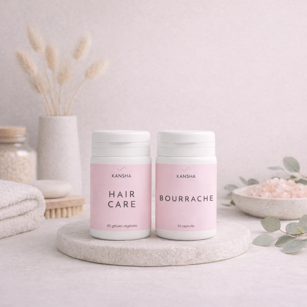 Compléments alimentaires KANSHA HAIR CARE et BOURRACHE – association naturelle pour la beauté, la croissance des cheveux et la santé de la peau