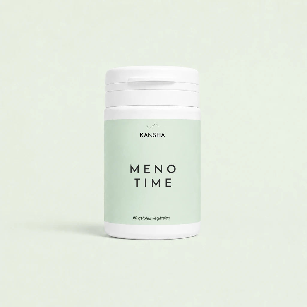 Complément alimentaire KANSHA MENO TIME – formule à base de pollen, sauge, eschscholtzia et vitamine B6 pour le confort hormonal et l’équilibre féminin