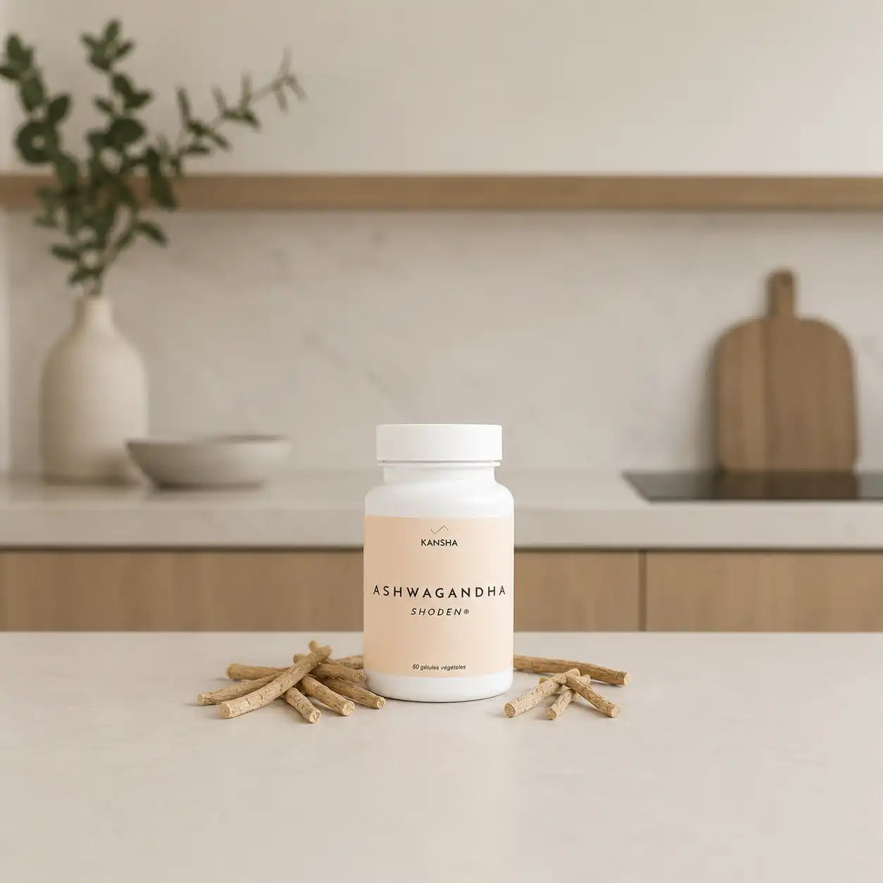 Nahrungsergänzungsmittel Ashwagandha Shoden® KANSHA 200 mg, standardisiert auf 35% Withanolide.