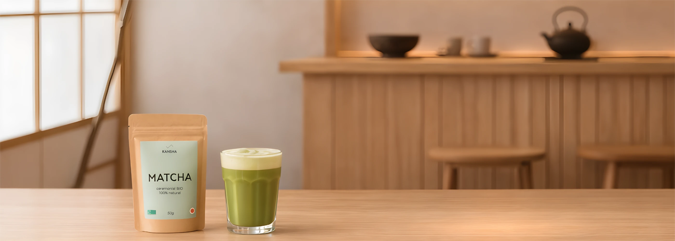 matcha de la marque KANSHA - 100% BIO provenant de Kagoshima au Japon, région reconnue pour la qualité de ses sols