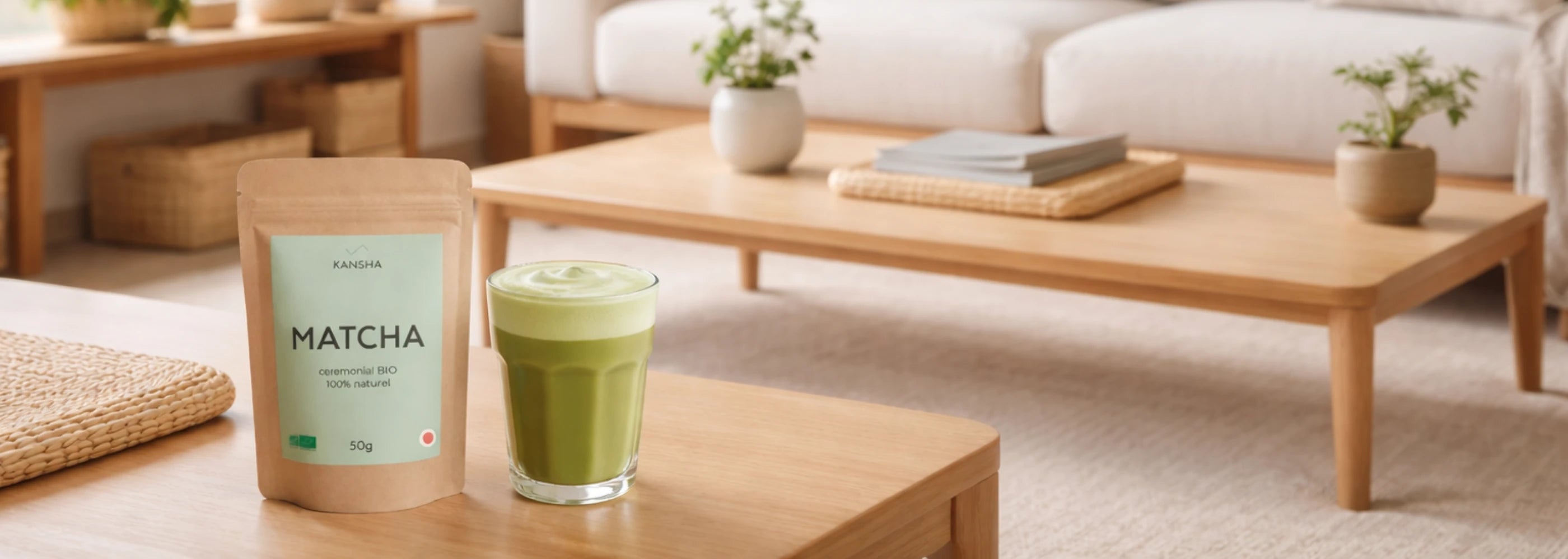 matcha de la marque KANSHA - 100% BIO provenant de Kagoshima au Japon, région reconnue pour la qualité de ses sols