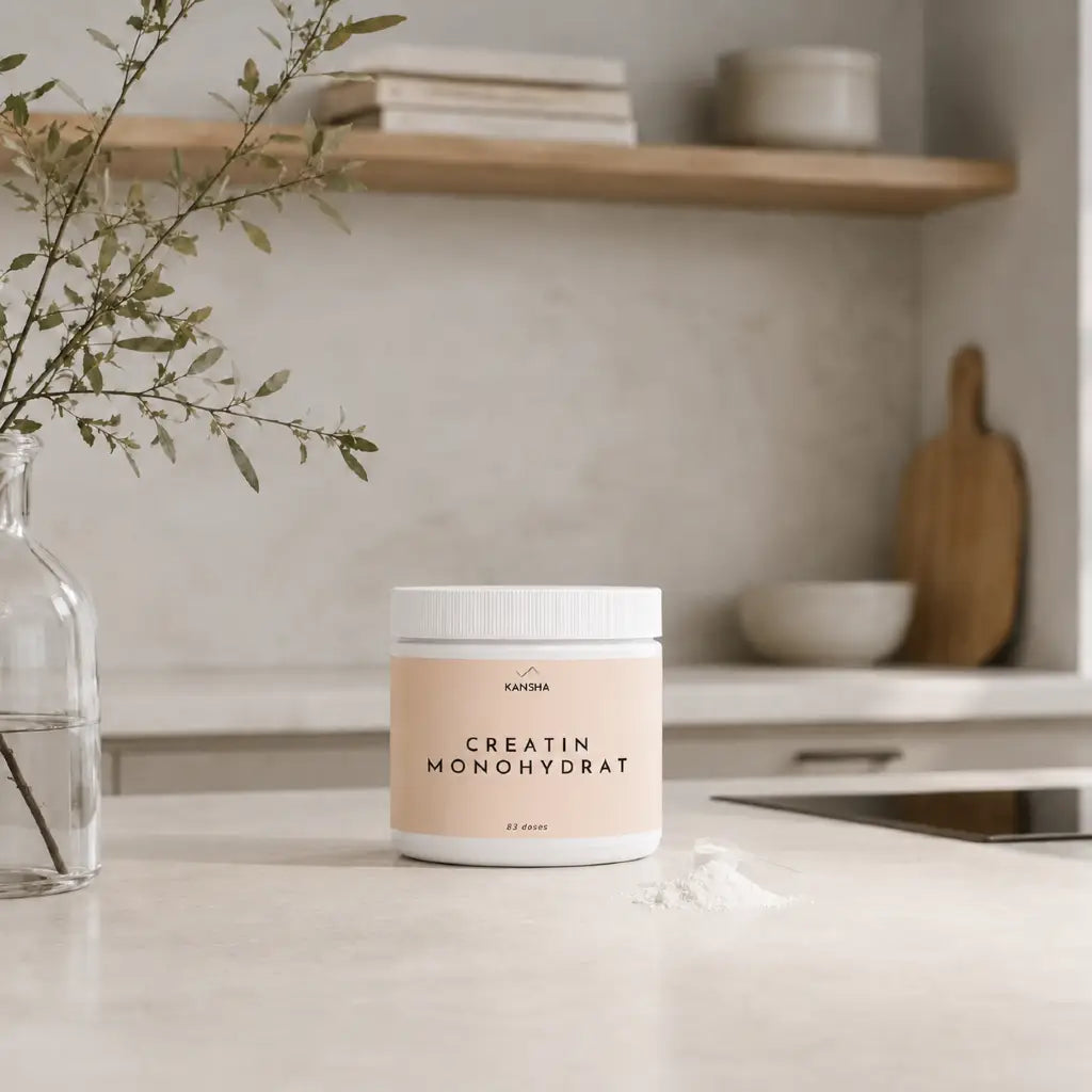 Créatine monohydrate en poudre KANSHA 250 g pour la performance et la récupération musculaire.