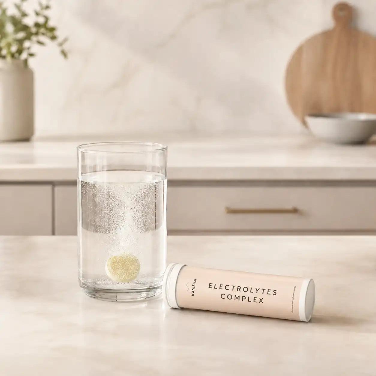 KANSHA Elektrolyt-Brausetabletten mit Zitrone, mit Natrium, Kalium, Magnesium und Vitamin C.