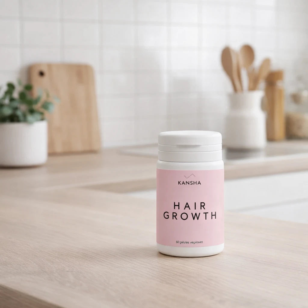 complément HAIR GROWTH de KANSHA pour stimuler le cuir chevelu et la repousse capillaire
