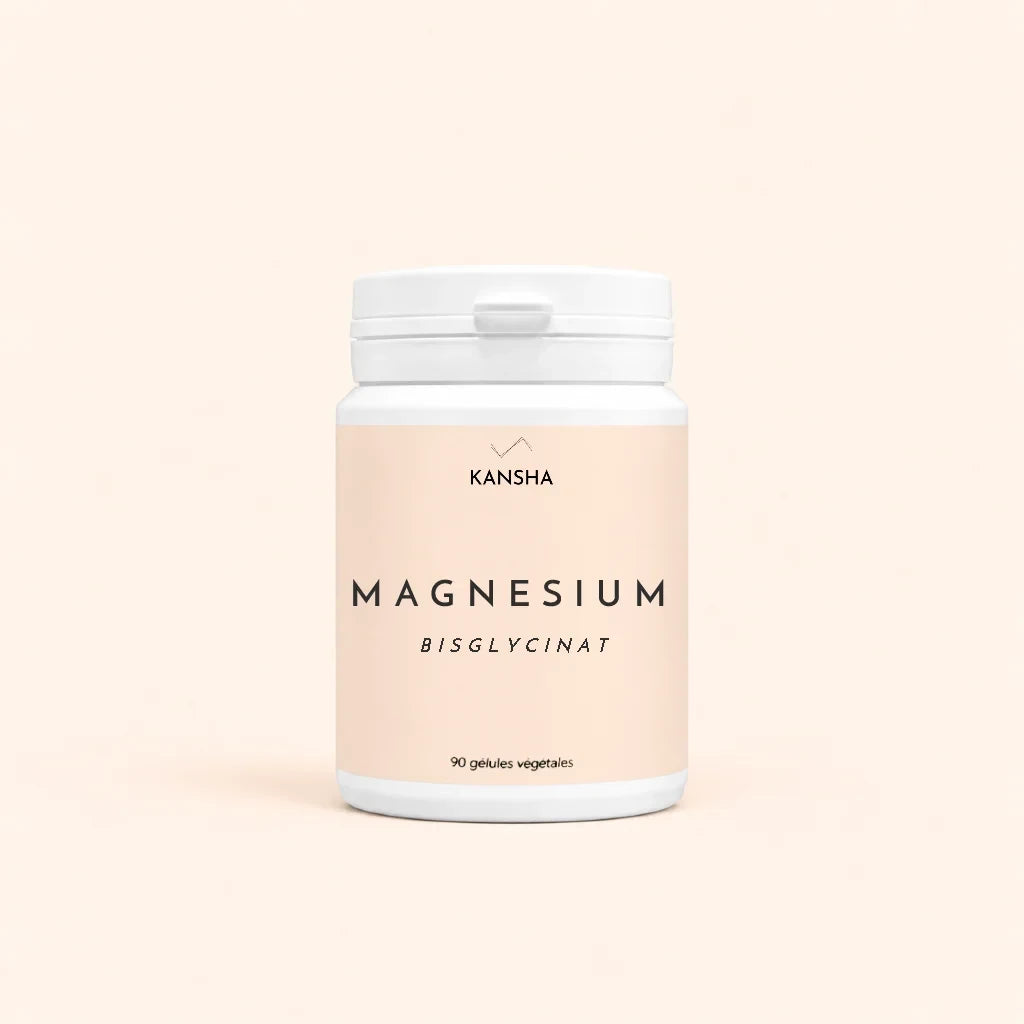 magnésium bisglycinate 100% pur non tamponné de la marque de compléments alimentaire KANSHA. Développé en Suisse.