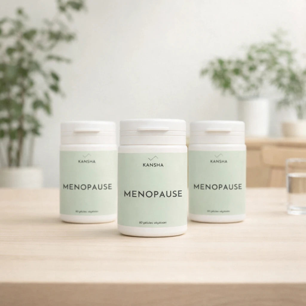 Complément alimentaire KANSHA MENOPAUSE – formule à base de pollen, sauge, eschscholtzia et vitamine B6 pour le confort hormonal et l’équilibre féminin