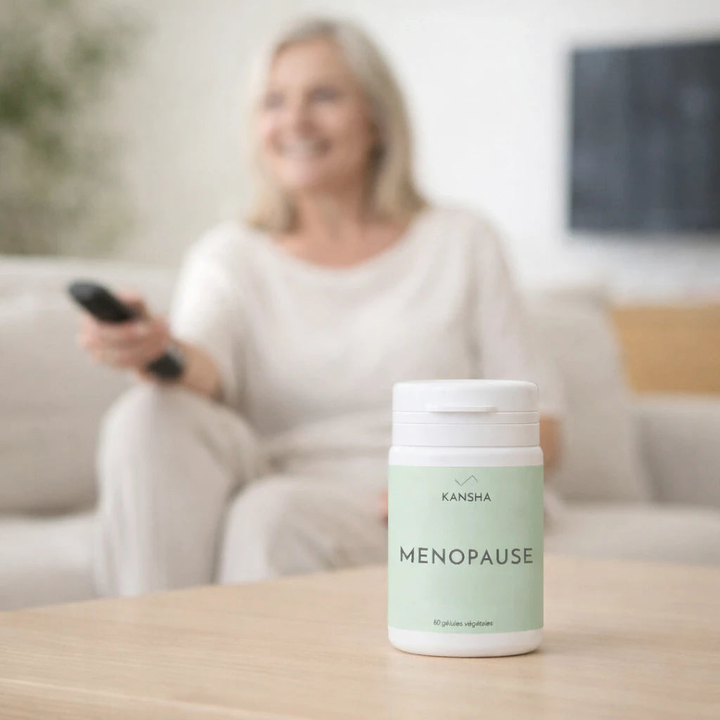 Complément alimentaire KANSHA MENOPAUSE – formule à base de pollen, sauge, eschscholtzia et vitamine B6 pour le confort hormonal et l’équilibre féminin