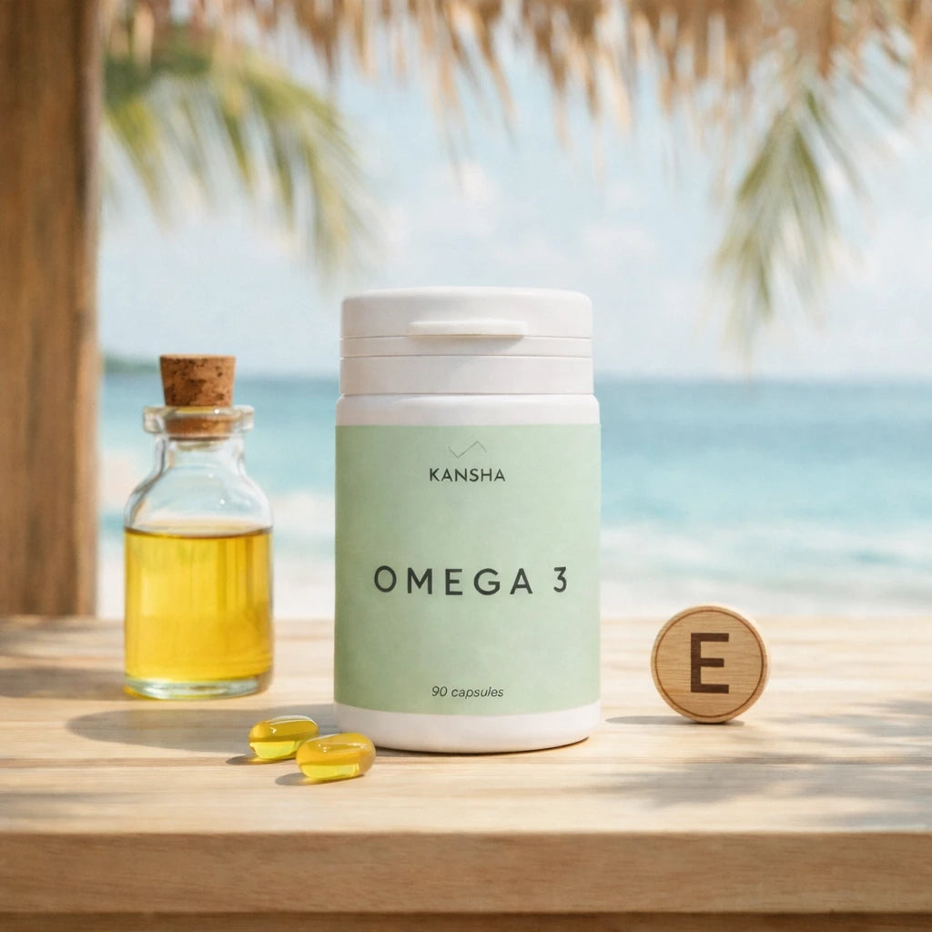 Complément alimentaire KANSHA OMEGA 3 – acides gras essentiels pour la santé du cœur et l’équilibre mental, inspiré du calme de la mer