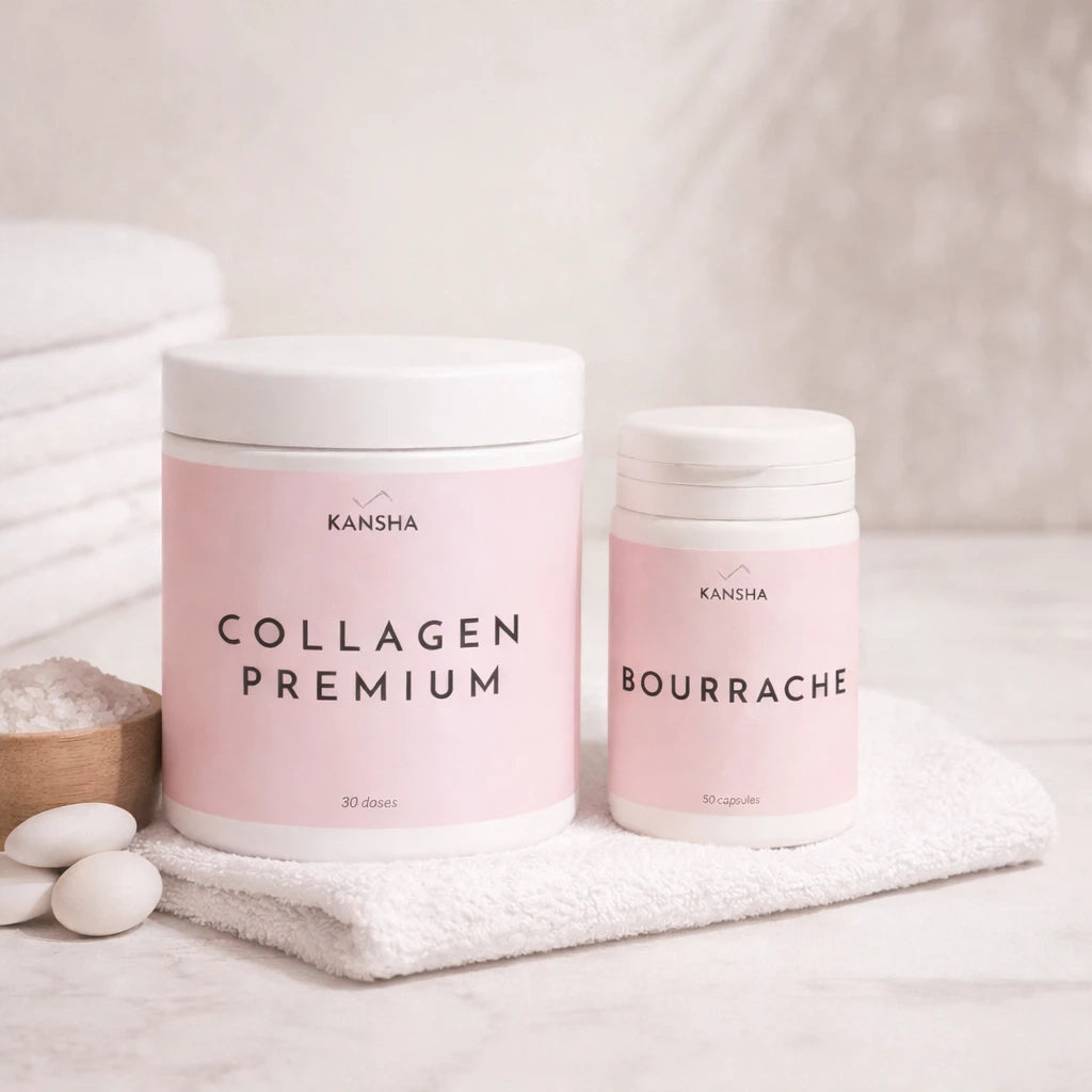 Compléments alimentaires KANSHA COLLAGEN PREMIUM et BOURRACHE – duo beauté pour l’hydratation, la fermeté et l’éclat naturel de la peau