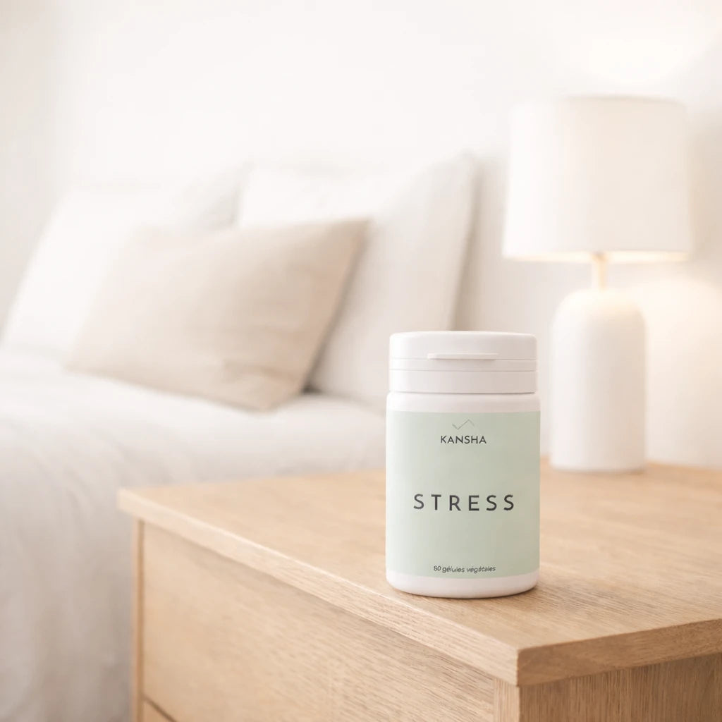 complément STRESS de KANSHA à base de magnésium, rhodiola rosea et l-tryptophane contre les tensions nerveuses