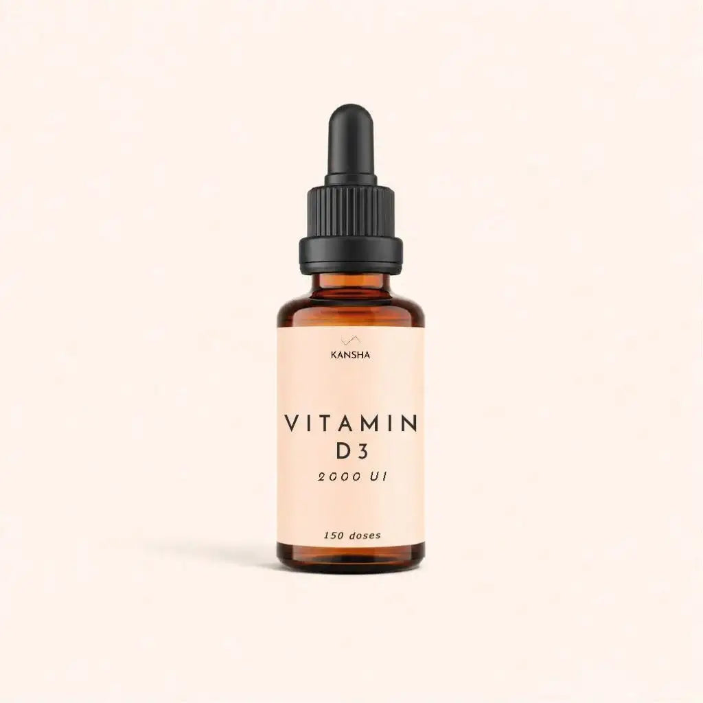 Pflanzliches Vitamin D3 KANSHA 2000 IE aus Flechten, in Tropfenform auf Basis von Bio-MCT-Öl.
